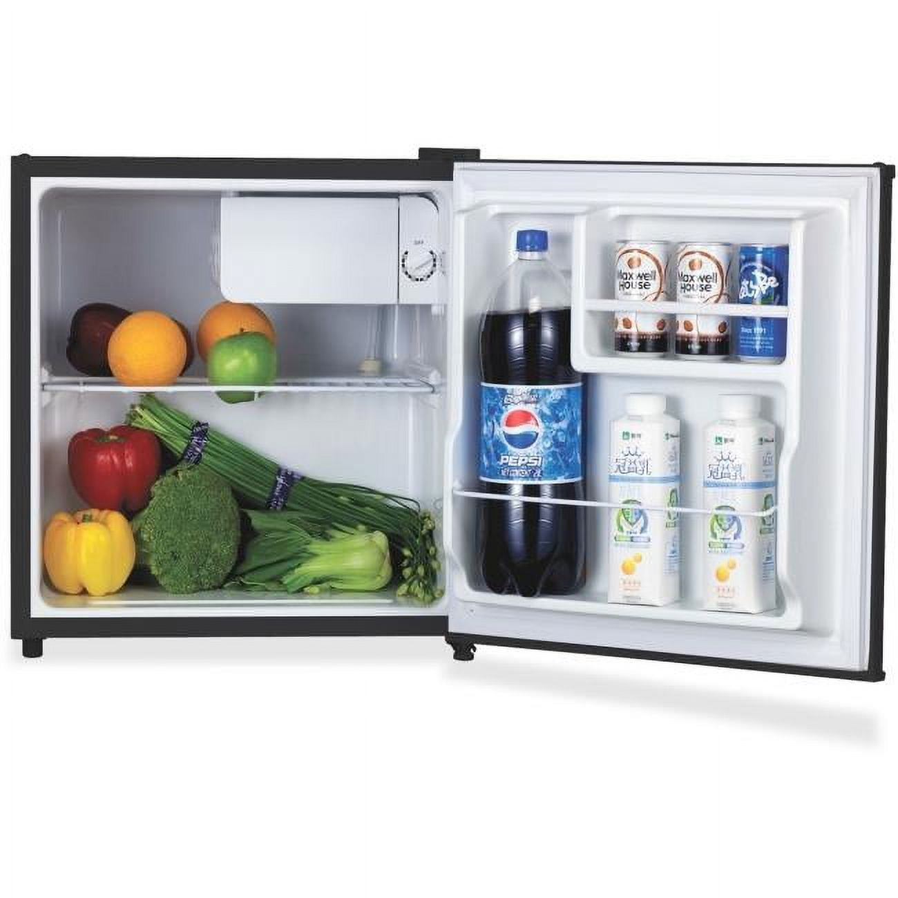 1.6 cu ft. Compact Refrigerator. Wire Shelf & Dial Control & Manual Defrost - Black