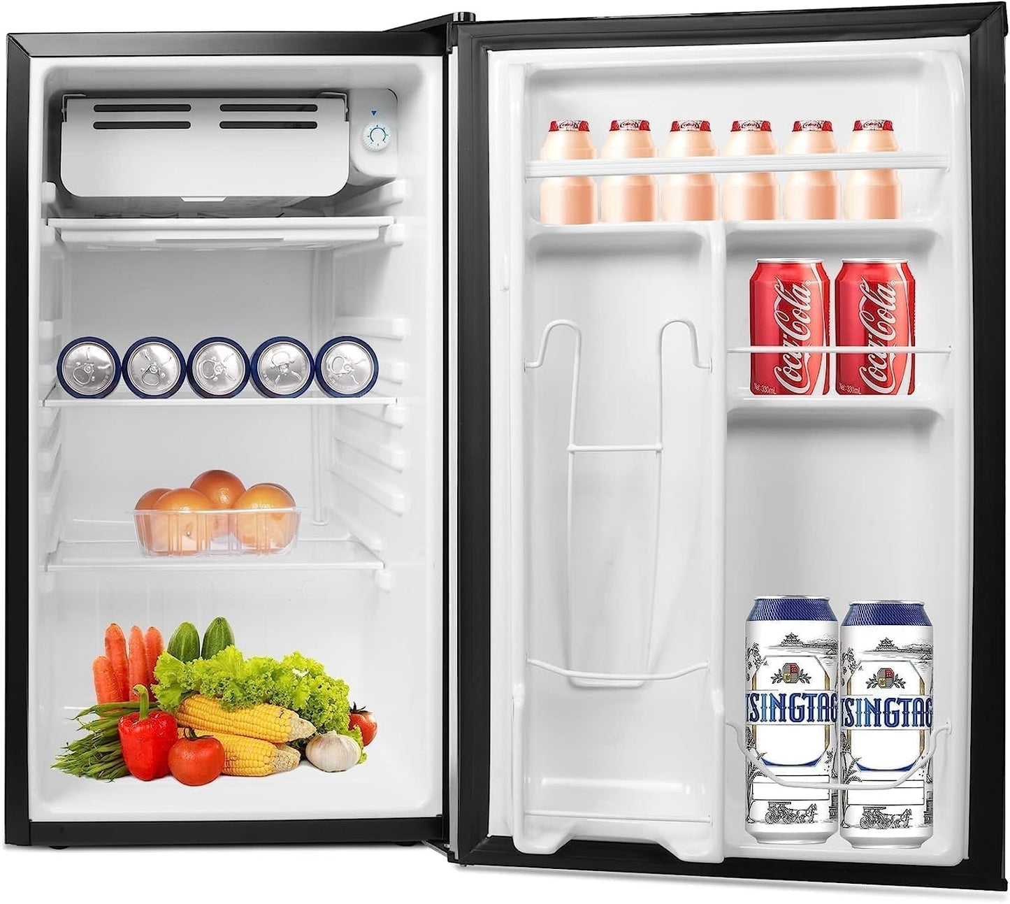 1.6 Cu.ft. Mini Fridge with Freezer. Single-Door Compact Refrigerator with Adjustable Legs. Adjustable Thermostat Control. Removable Shelf. Small Fridge Perfect for Home/Dorm/Office/Apartment