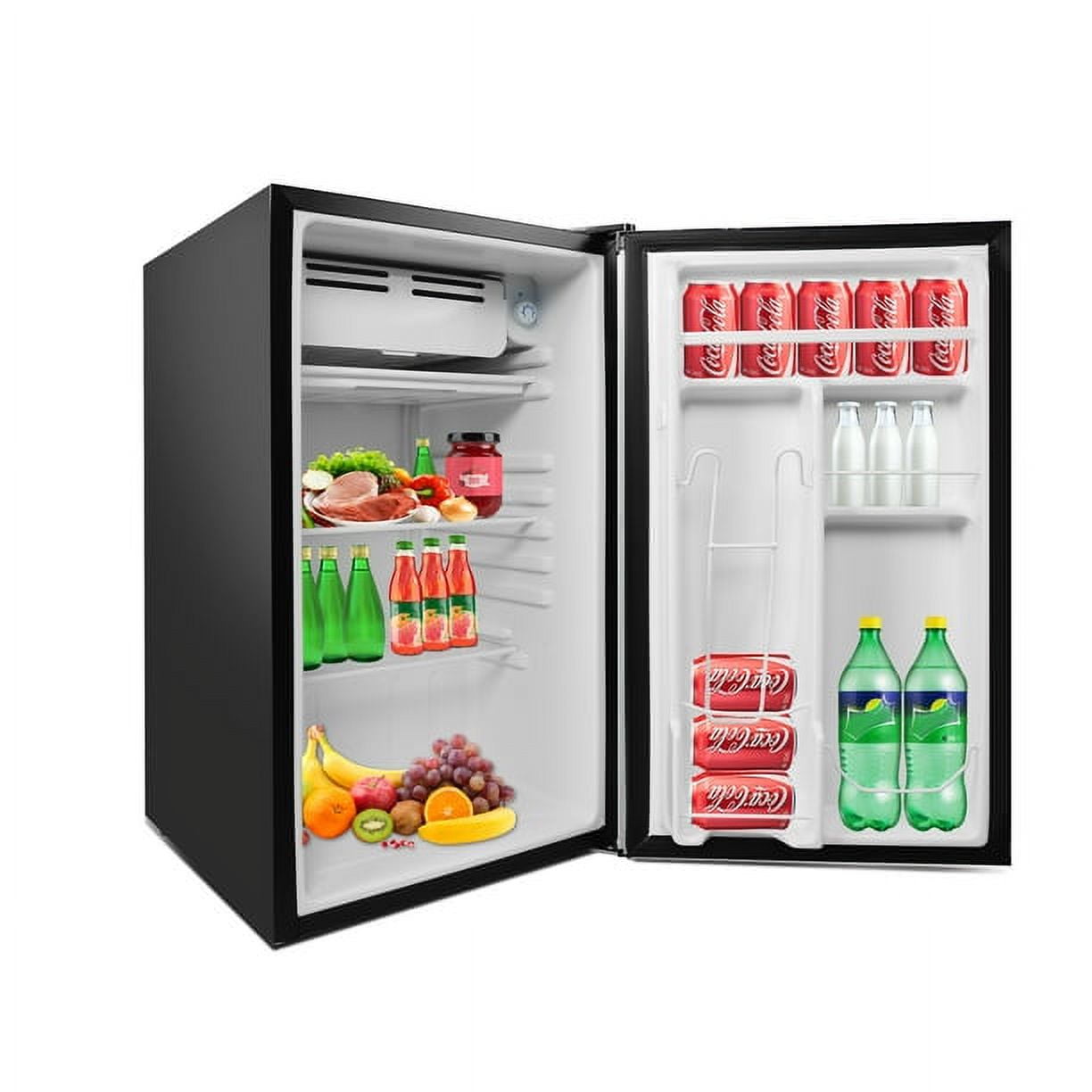 1.6 Cu.ft. Mini Fridge with Freezer. Single-Door Compact Refrigerator/Freezer with 7-Level Adjustable Thermostat. Removable Shelf. Small Refrigerator for Apartment. Office. Dorm (Black)