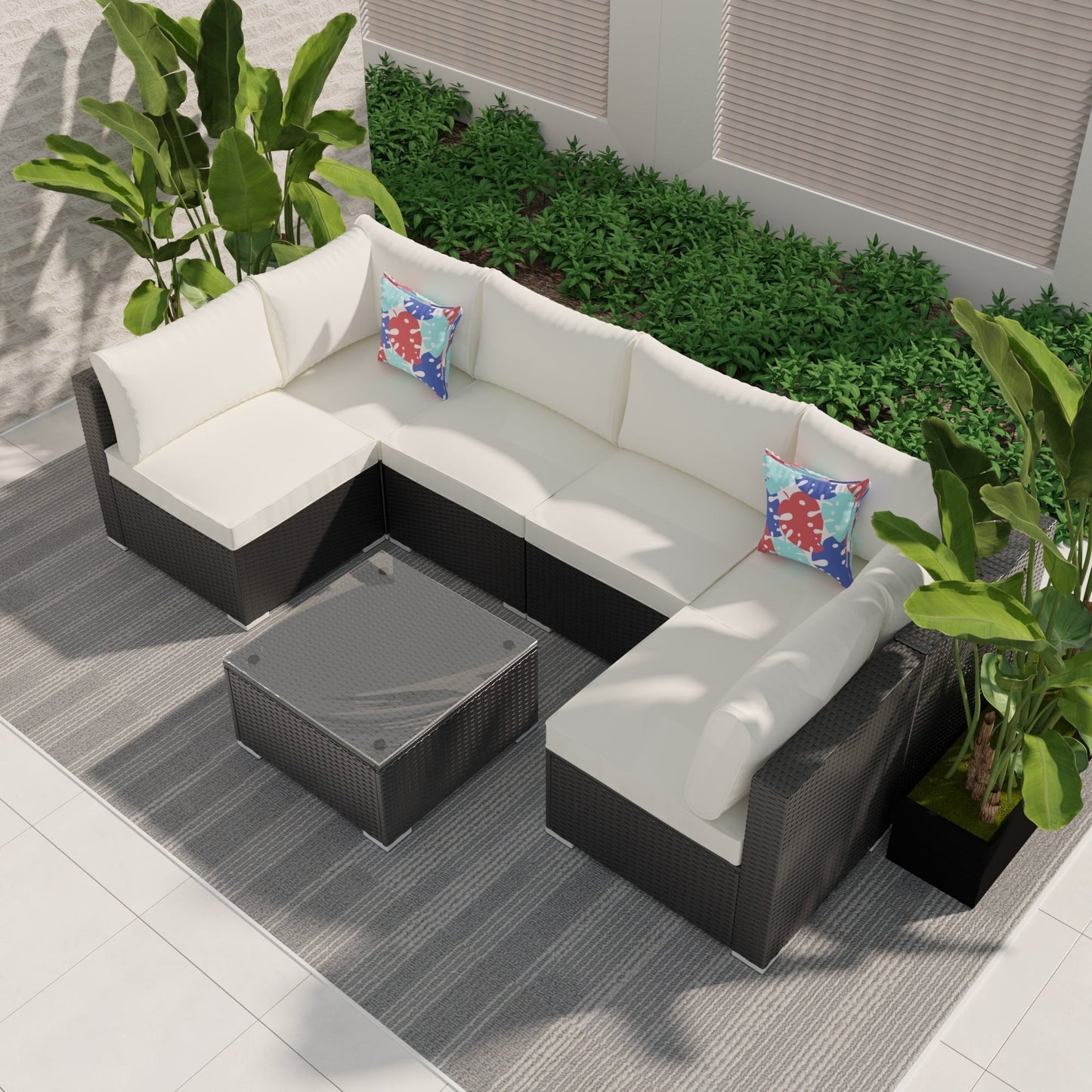 Ainfox 7 Pcs Outdoor Patio Furniture Sofa Set on Sale. Beige