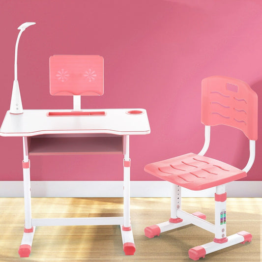 Children Desk Kids Study Child School Adjustable Height Student Table Chair Set with Storage Perfect Gift For Kids-Pink