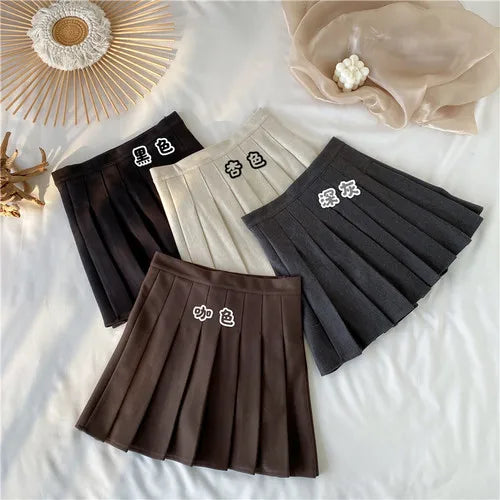 Plaid Pleated Skirt Woolen Skirt Autumn and Winter Korean Version of The Thick High Waist Thin Anti-dazzle A-line Pleated Skirt